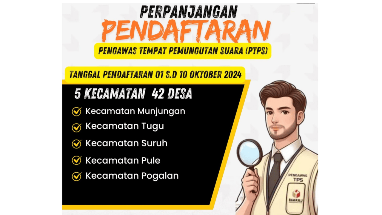 Pendaftaran Pengawas TPS Pilkada Trenggalek di 5 Kecamatan Diperpanjang, Simak Persyaratannya!